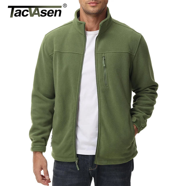 TACVASEN Full Zip Up Fleece Jacket Mens Thermal Warm Workout Jacket Outdoor Trekking Hiking Jackets Camping Coat Windbreaker