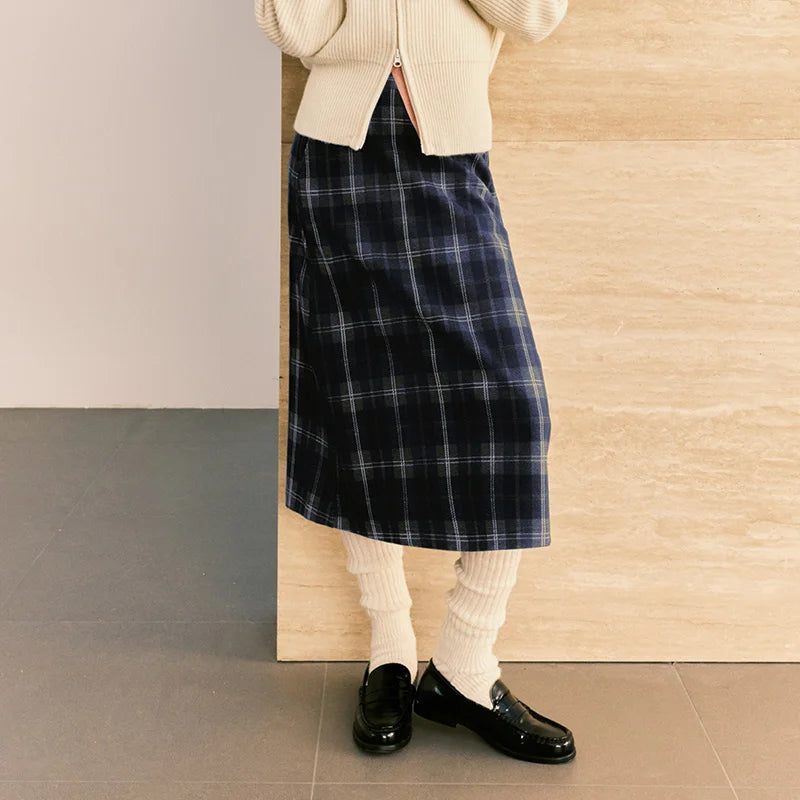 Semir Women Skirt Plaid Faux Wool Long Split A Line Vintage Smart Casual Winter Midi Skirt Urban Workwear Style 2026