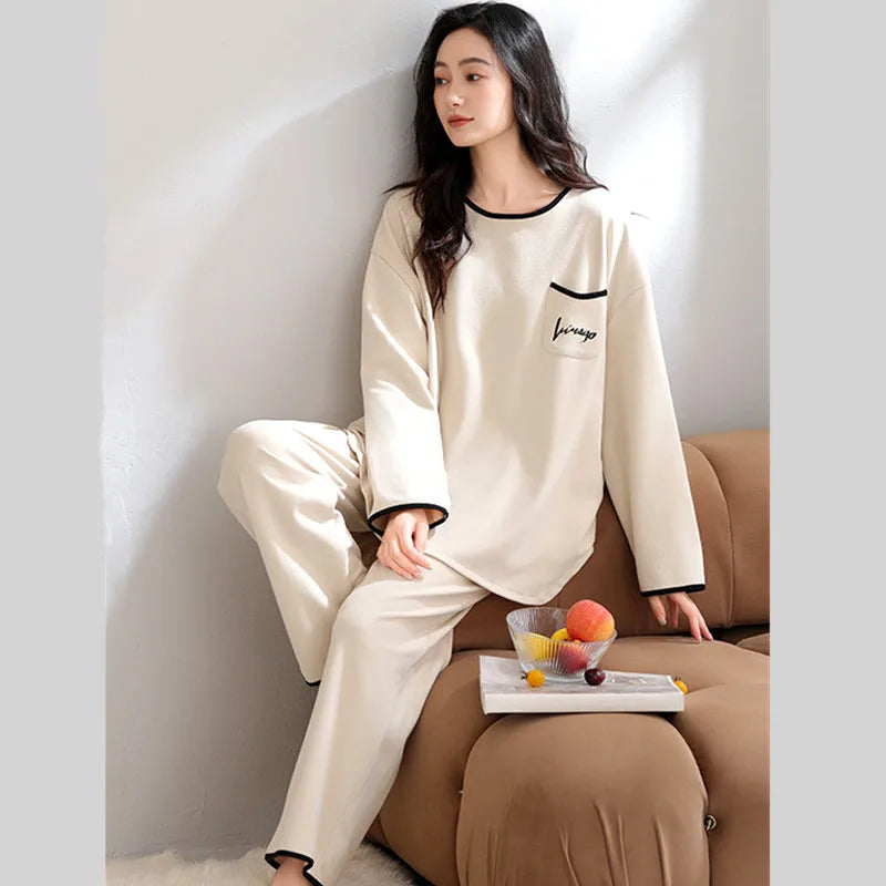 Winter Sleepwear Women Pajama New Fleece Velvet Warm Nightwear Set Thicken Women's Home Clothes Big Size Nightwear Pyjama