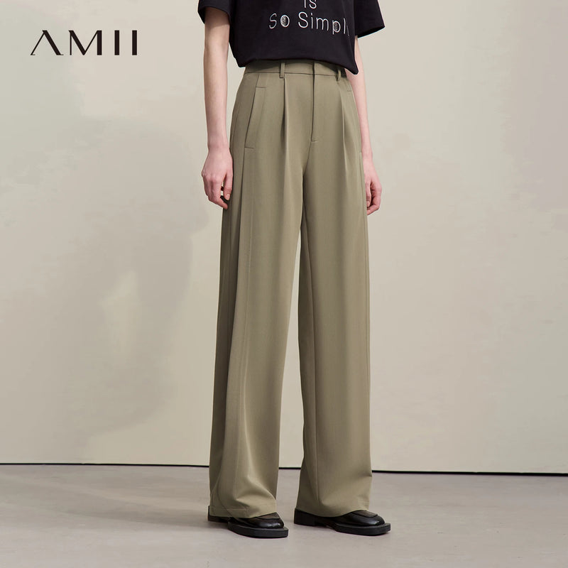 Amii Minimalist Women's Pants 2026 Summer New Solid Color Office Trousers Casual Versatile Straight Leg Pants For Women 12642084