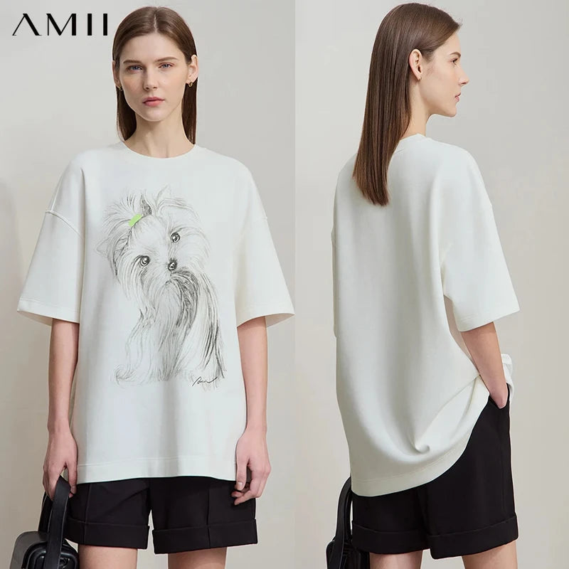 អាវយឺត Amii Minimalist សម្រាប់នារី 2025 រដូវស្លឹកឈើជ្រុះថ្មី ដៃអាវស្មារលុង បោះពុម្ពយឺត 12511088
