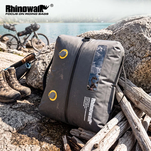 កាបូបស្ពាយស្ងួត Rhinowalk ទំហំ 18 លីត្រ មានវ៉ាល់បិទជិត មិនជ្រាបទឹក មានខ្សែរ៉ូត ធន់នឹងការរហែក និងកកិត កាបូបស្ពាយសម្រាប់ធ្វើដំណើរ MT2040 MTR2050