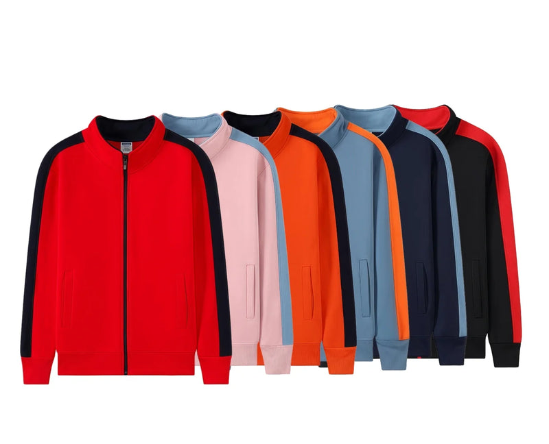 Autumn and Winter Casual Fleece Zipper Cardigan Stand-Up Collar Sweatshirt Custom-Made Work Clothes with Printed Logo