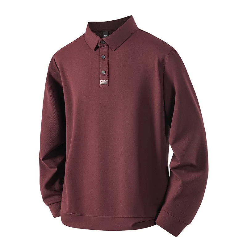Men's Breathable Knit Polo Shirt - Autumn Winter Business Casual Long Sleeve T-shirt  Daily Essential Golf Sport