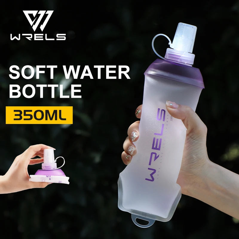 WRELS Sport Water Bottle Soft Folding TPU Soft Flask Water Bag Light BPA Free Outdoor Sports Fitness Running Portable Kettle