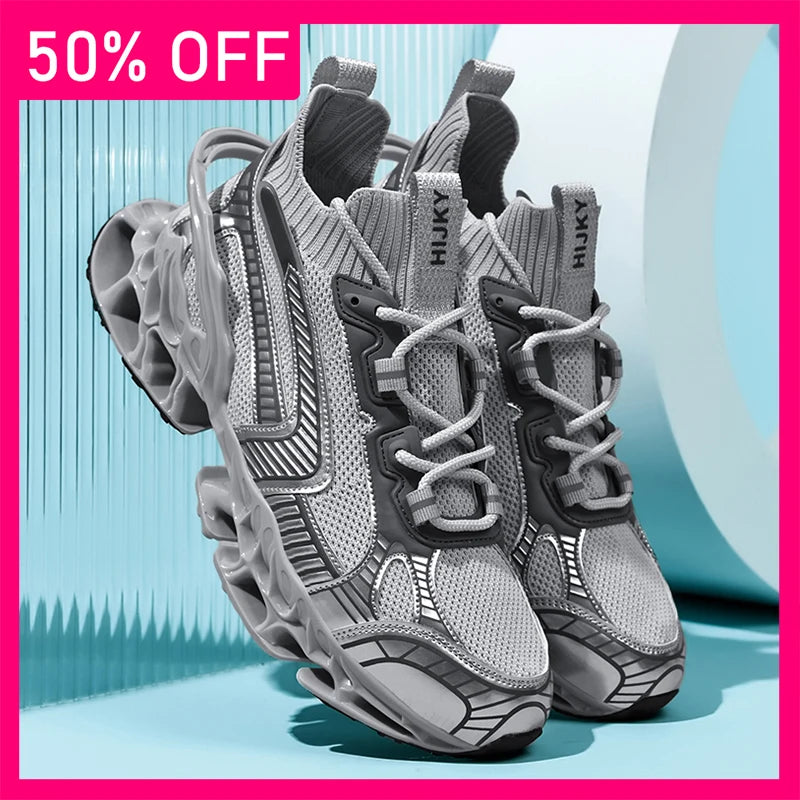 Men Sneakers Fashion Mesh Breathable Light Spring Outdoor Walking Tennis Shoes 2026 New Soft Thick Sole Rebound Running Shoes