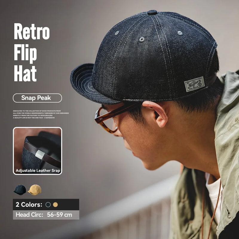 មួក Maden Oversize Denim Golf Caps សម្រាប់បុរស មួក Newsboy ធម្មតា មួក Amekaji Retro Beret មួកព្រៃ Uncle Fu Unisex Vintage Flip Octagonal Cap