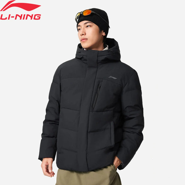 អាវខ្លីសម្រាប់បុរស Li-Ning សម្រាប់ហ្វឹកហាត់ មានមួក LN FIR WARM LN ការពារទឹក និងឆ្លុះបញ្ចាំងពីពន្លឺ អាវកីឡាសម្រាប់ហាត់ប្រាណ AYMV153