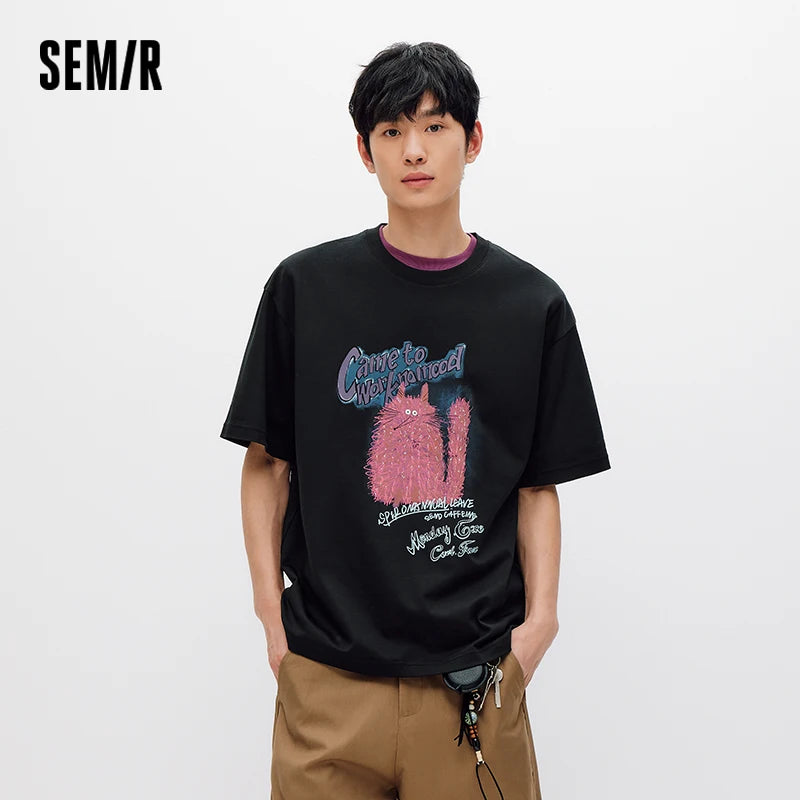 Semir Men Tshirt Cool Feeling Graphic Print Knit Short Sleeve Summer 2026 Mall Style Casual Everyday Wear Fashion Top