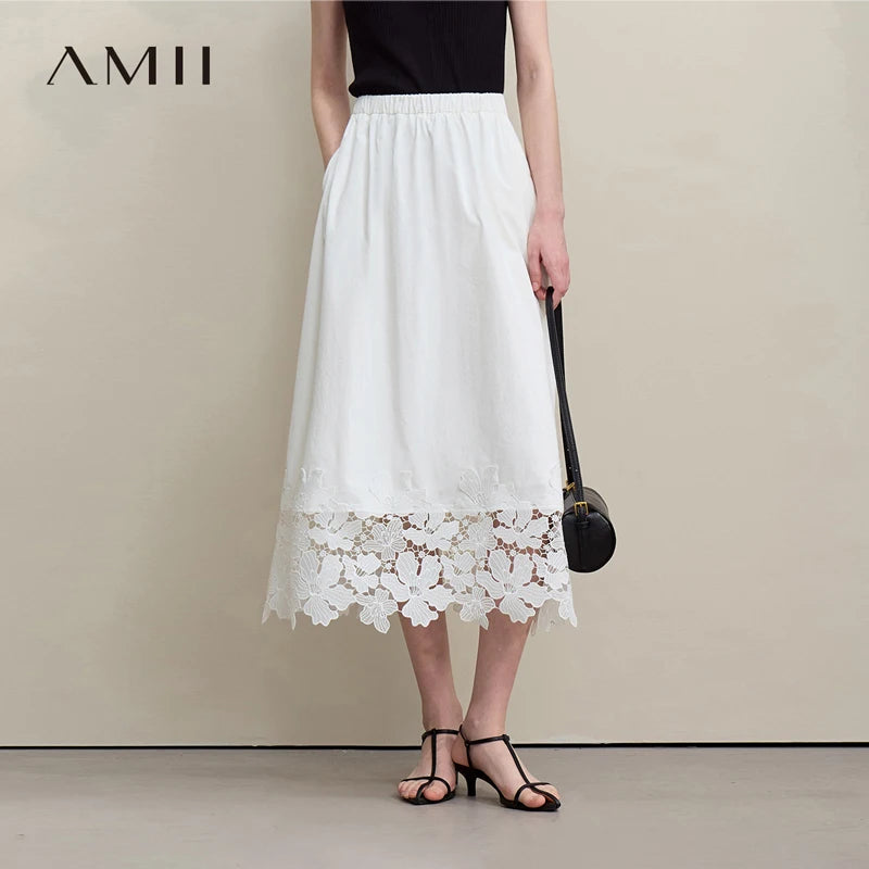 សំពត់នារី Amii ឆ្នាំ២០២៦ រដូវក្តៅថ្មី ចង្កេះយឺត កាត់ចេញជារាងចរ មីឌី ធម្មតា រលុង សម សំពត់តុបតែងផ្កា សម្រាប់នារី 12622106