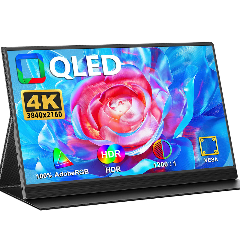 UPERFECT 4K Portable Monitor 15.6 Inch 100% sRGB HDR IPS UHD USB-C Laptop HDMI Computer Display With Smart Cover& Dual Speakers