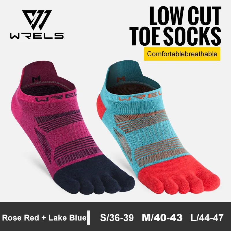 WRELS Five Finger Toe Running Socks Athletic Breathable Five Finger Socks High Performance Moisture Wicking Five Toe Socks