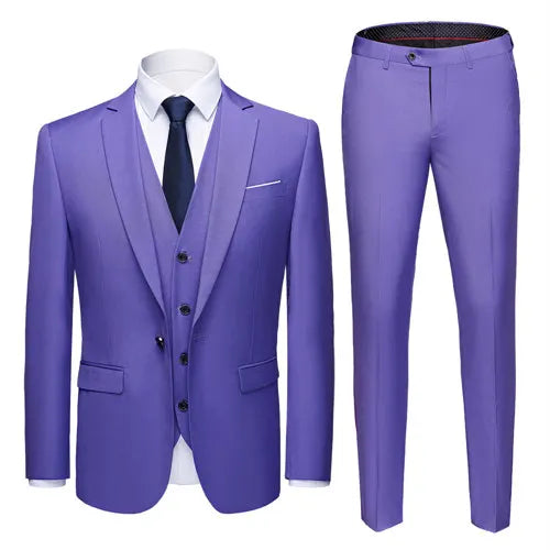 2026 New Men's Suit 3-Pieces Set (Jacket + Pants + Vest) Wedding / Party / Office Slim Blazer Coat + Trousers Asian Size