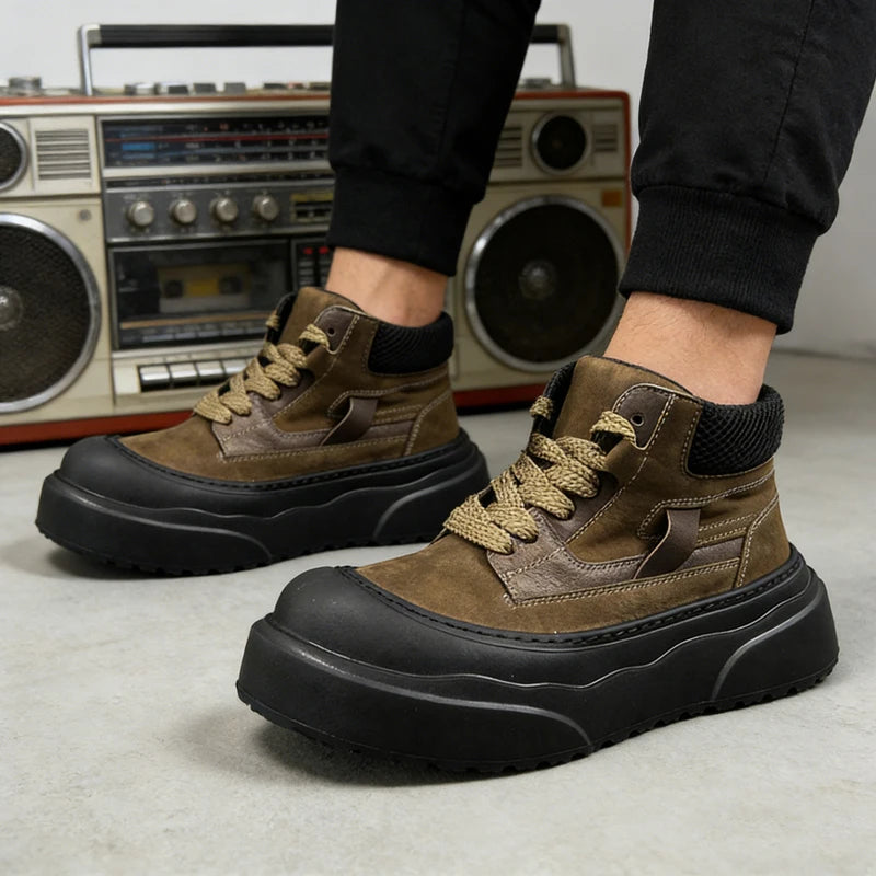 Men's Thick-Sole Casual Boots Four Seasons New Breathable Soft-Sole Non-Slip Outdoor Sports Tide Shoes Versatile Tooling Boots