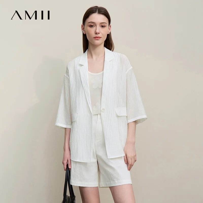 អាវធំ Amii សម្រាប់នារី រដូវក្តៅ ឆ្នាំ២០២៦ អាវធំថ្មី មានកអាវធំតែមួយ មានដើមទ្រូងតូច អាវធំធម្មតាសម្រាប់នារី 12652002
