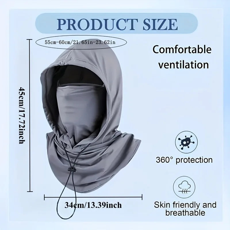 1pc Unisex Sunshade hat,4 Seasons Available Summer with Cool Head Scarf, Mask Face Neck Full Hood Hat Outdoor Leisure Hat.