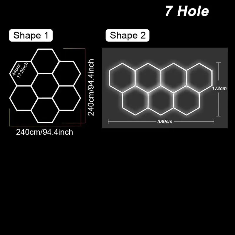 ចង្កៀងពិដាន Honeycomb LED ដែលអាចបន្ថយពន្លឺបាន 3000K-6500K ភ្លើងបំភ្លឺ 3 ពណ៌ ភ្លើងយានដ្ឋានរាងឆកោនធំ ភ្លើងថែទាំរថយន្តផ្ទះ ភ្លើងលាងបន្ទប់