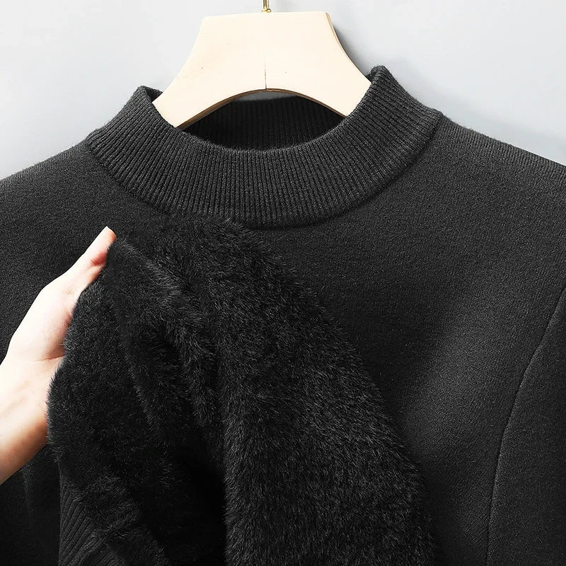 2026 Men's Solid Color Half Turtleneck Knitwear Sweater Mock Neck Pullover Casual Autumn Winter Sweatshirt Brand Mens Clothing