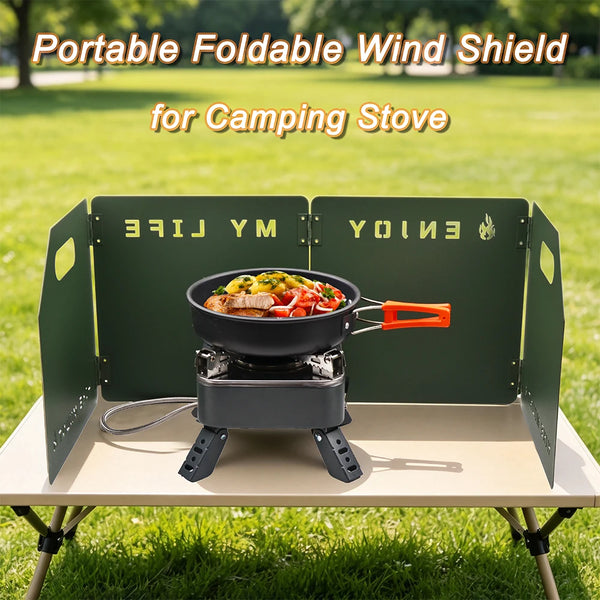 4-Section Folding Gas Stove Windshield Outdoor Cooking Burner Windproof Screen Picnic BBQ Gas Stove Wind Shield  For Camping