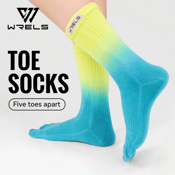 WRELS 1/2pairs Toe Socks Cotton Athletic Running Five Finger Socks Cushion Compression Sweat-Absorbing Breathable Five Toe Socks