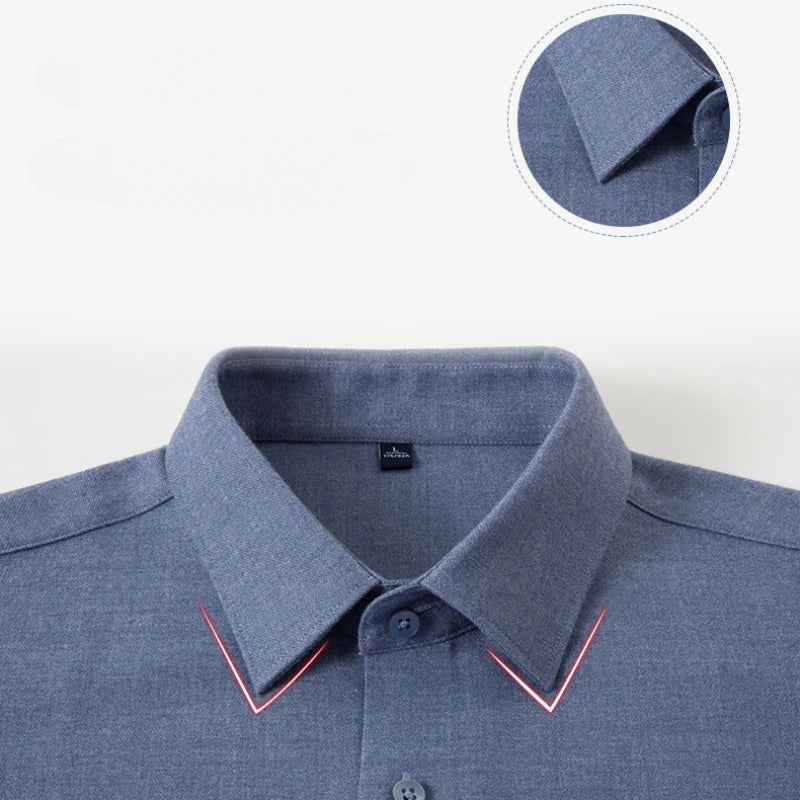 Autumn and Winter Men's Clothing Wool Shirt Square Collar Youth Business Casual Business Gentleman Slim Fit Business Shirt