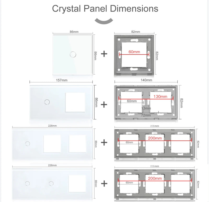 BSEED WIFI Touch Light Switch Part Glass Panel Only Smart Wifi Switch Function DIY Part EU Wifi Socket Outlets Parts