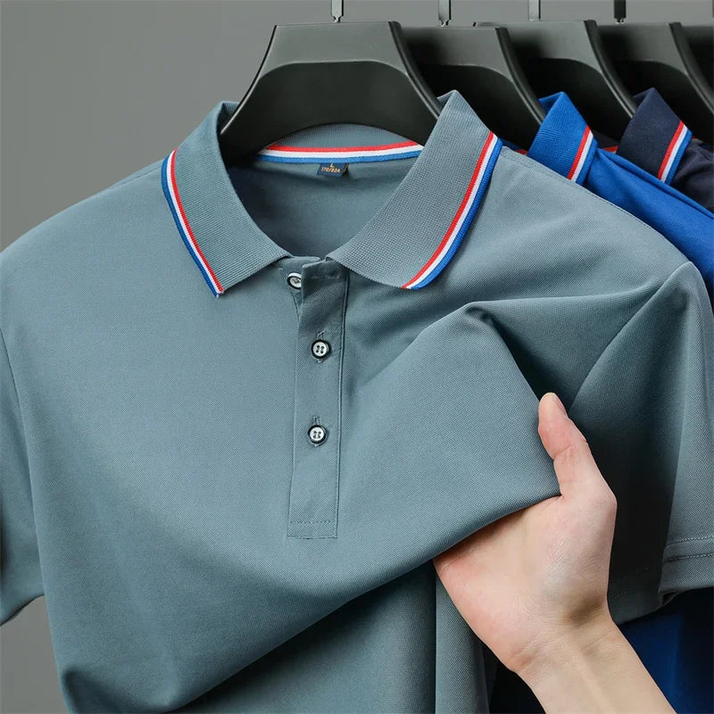 Men's Casual Solid Color Short Sleeve Polo Shirt Summer 2026 Fashionable Comfortable Versatile Top for Men
