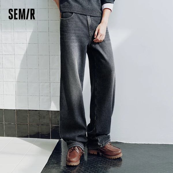 ខោខូវប៊យ Semir សម្រាប់បុរស រលុង ជើងត្រង់ បែប Vintage Wash ឆ្នាំ 2026 ថ្មី រដូវរងា ស្លៀកប្រចាំថ្ងៃ ស្ទីលទីក្រុង ធម្មតា អាកាសធាតុត្រជាក់ ស្លៀកជាស្រទាប់ៗ
