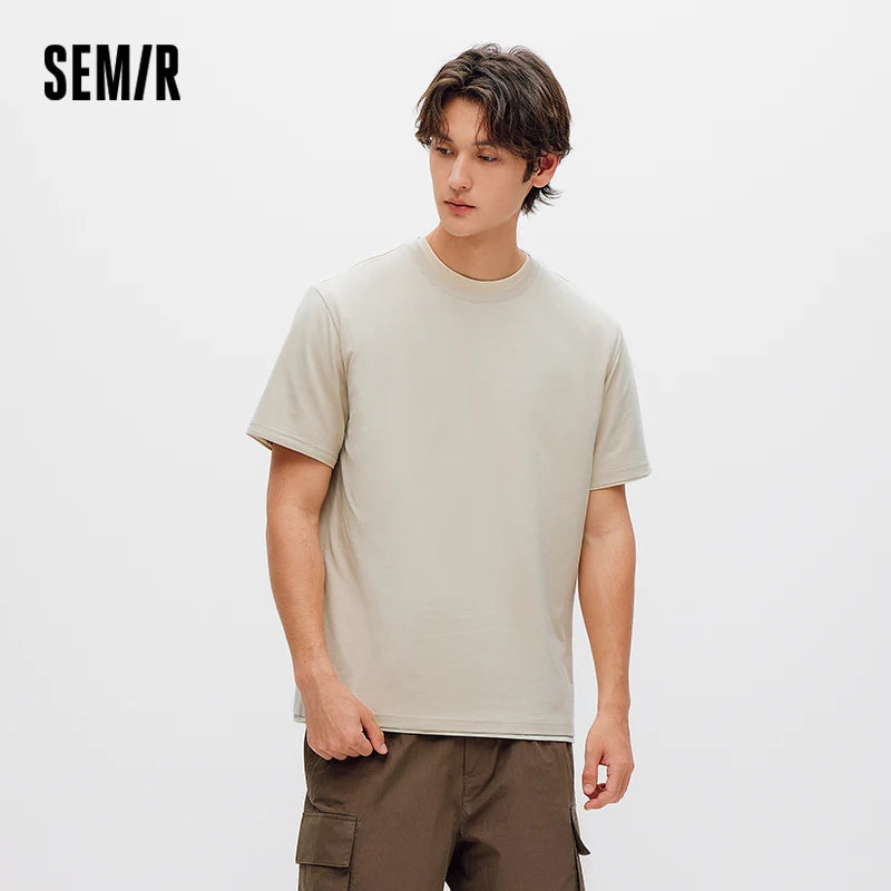 Semir Men T shirt Solid Color Crew Neck Knit Comfortable Versatile Casual Top 2026 Summer Simple Daily Clothes