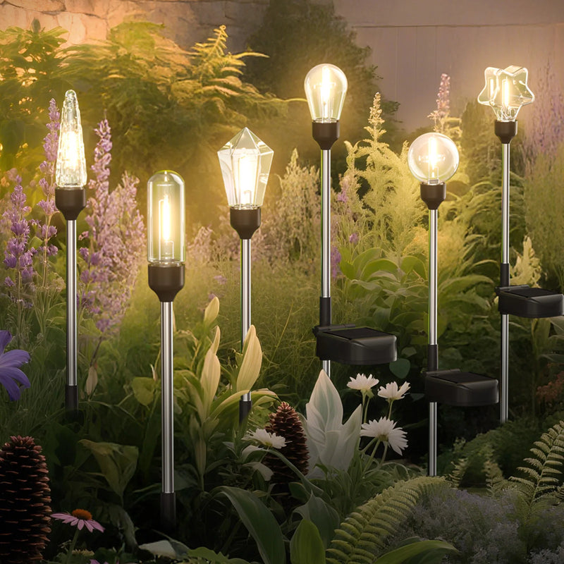2pcs Solar Pathway Light Outdoor Waterproof with 3000K Tungsten Filament Bulb Landscape Lighting for Yard Driveway GardenWalkway