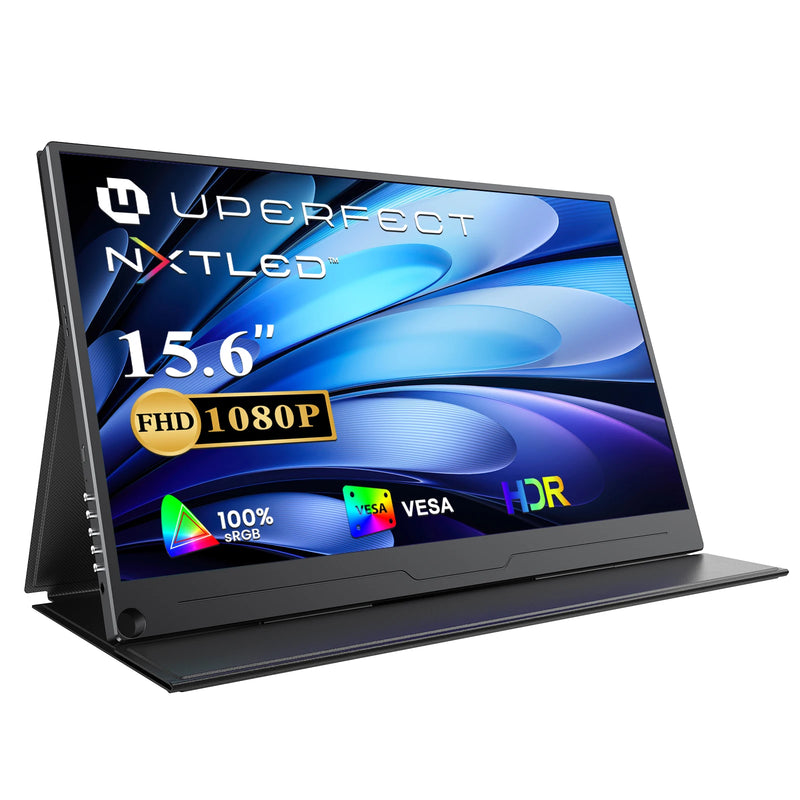 ម៉ូនីទ័រចល័ត Uperfect ទំហំ 15.6 អ៊ីញ 1080P Full HD USB C HDMI សម្រាប់កុំព្យូទ័រយួរដៃ ការិយាល័យ សិស្ស និស្សិត អេក្រង់ IPS 141 PPI ថែរក្សាភ្នែក ថ្មី