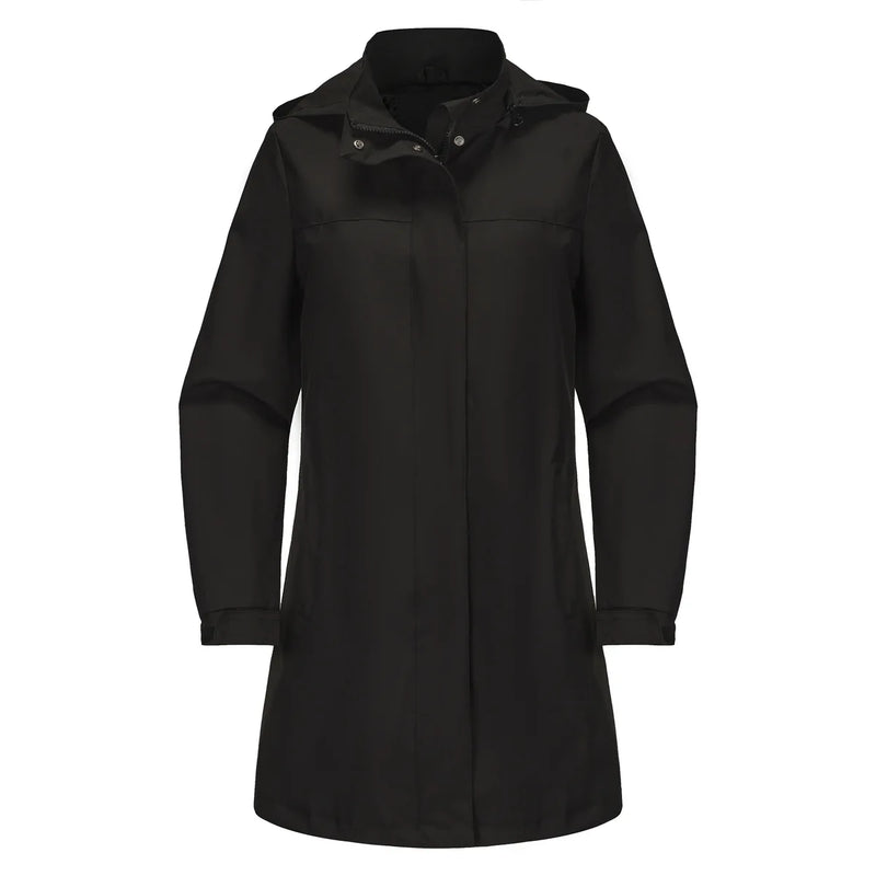 Women's Black Waterproof Hooded Jacket for Spring and Fall; The Hood Is Detachable; Available in Green, Red, Blue, Off-white.