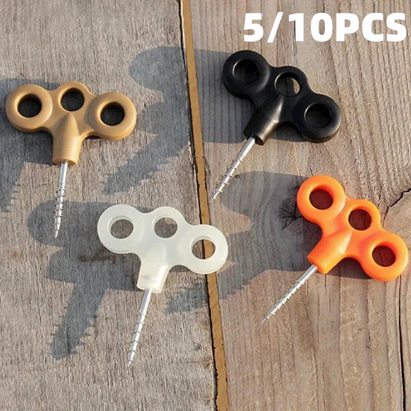 5/10pcs Mixed Color Multi-String Ground Stakes Anchors for Camping, Hiking, Trampolines, Tents, and Outdoor Gear