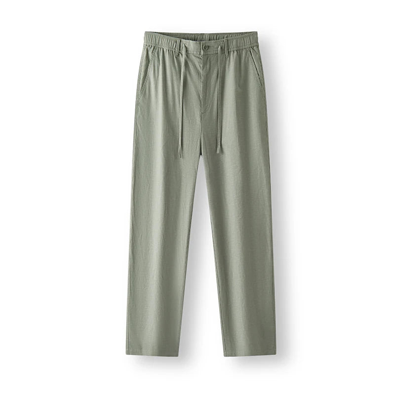 Semir Men Pants Cotton 2026 Linen Loose Fit Straight Solid Elastic Waist Urban Casual Everyday Style Soft Comfortable Daily