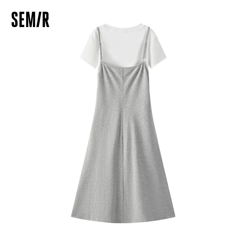 Semir Women Dress Solid 2026 Pleated Waist Cinched Two Piece Elegant Urban Casual Everyday Style Soft Comfortable Daily Wear