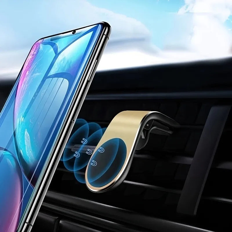 1pc Automobile L-Shaped Magnetic Phone Holder, Used for Car Magnet Phone Holder, Car Mobile Holder, Air Outlet Holder.