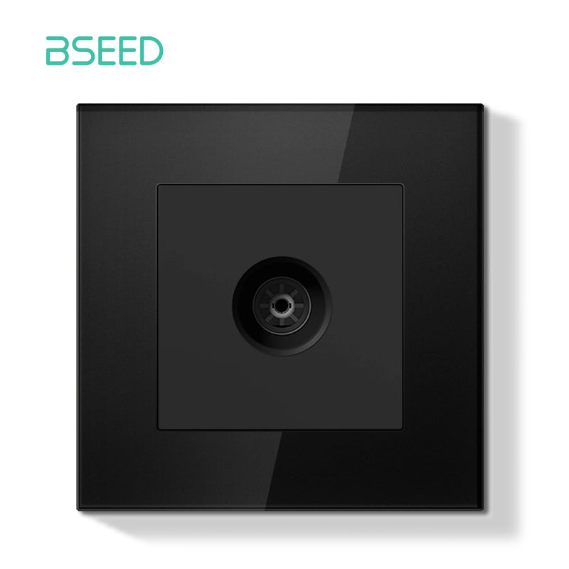 BSEED E Series 1/2Gang Button Light Switch Knob Dimmer Switch Wall EU Power Socket ST TV Socket Glass Panel Switch Socket Series