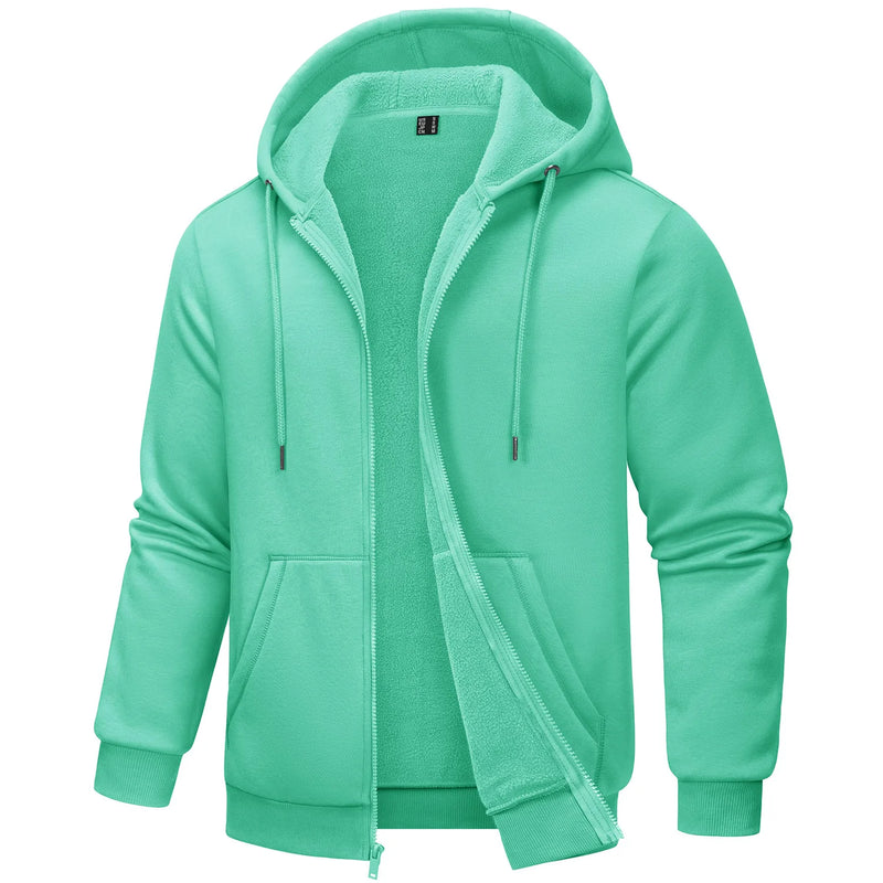 TACVASEN Big Pockets Fleece Lining Hoodies Mens Hooded Coats Full Zip Up Casual Hoodie Jackets Athlete Running Hiking Sportswear