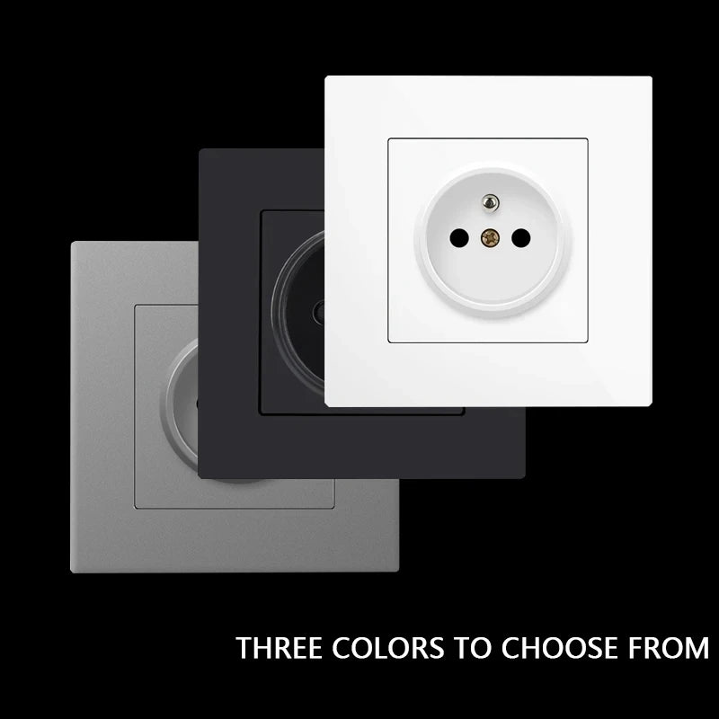 French Standard Wall Electrical Socket Panel,Household PC Plastic Electrical Outlets Plug,Black/White/Grey Power Socket 86 Type