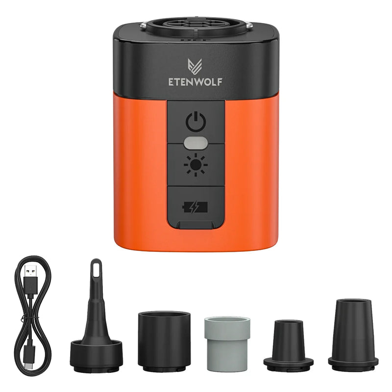 ETENWOLF AIR 3 ស្នប់ខ្យល់អគ្គិសនីឥតខ្សែ ភ្លើងសម្រាប់បោះតង់ 2600mAh ឧបករណ៍បំប៉ោង និងឧបករណ៍បន្ថយខ្យល់ខ្នាតតូច សម្រាប់អណ្តែតទឹកក្នុងអាង គ្រែ កន្ទេល ថង់បូមធូលី