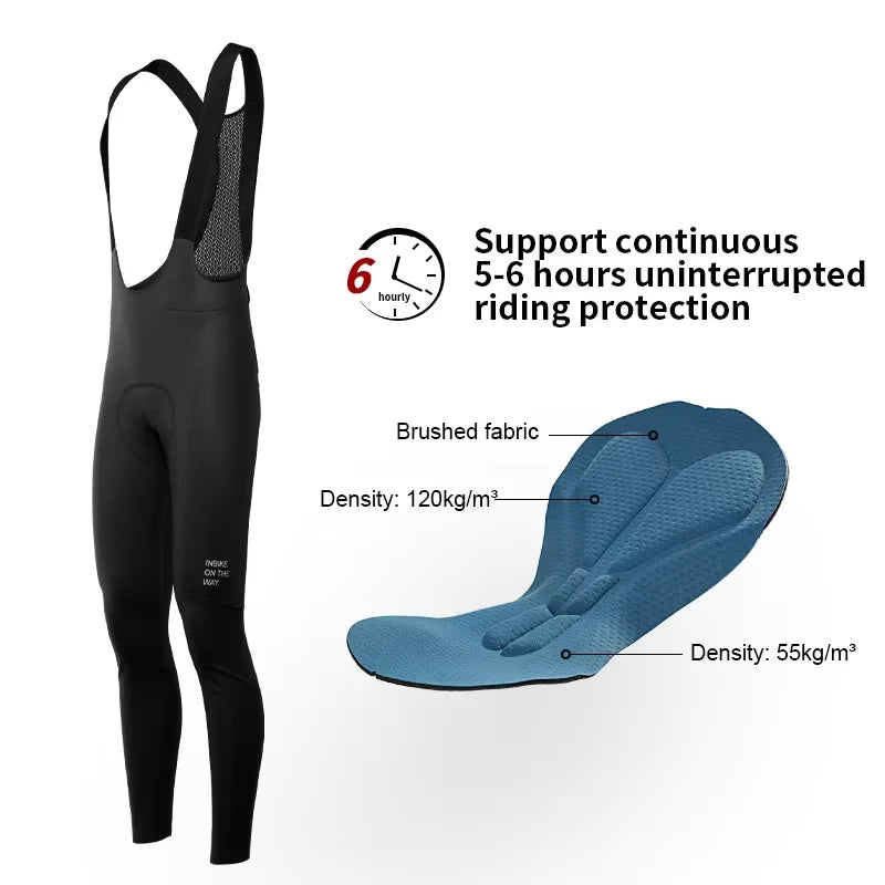 INBIKE Mens Cycling Bib Pants Fleece Padded Winter Thermasl Road Bike Bib Tights Bicycle Long Pants Biking MTB Cycling Clothing