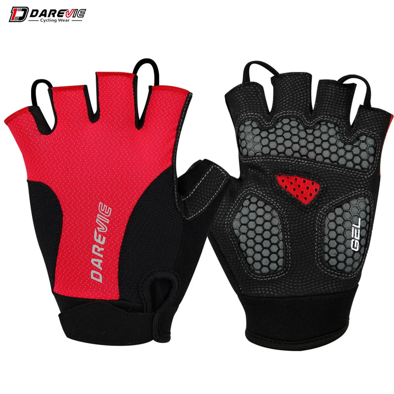 ស្រោមដៃជិះកង់ DAREVIE MTB មានស្រទាប់ជែលការពារការប៉ះទង្គិច ស្រោមដៃពាក់កណ្ដាលម្រាមដៃ អាចដកដង្ហើមបាន ស្រោមដៃជិះកង់ពាក់កណ្ដាលម្រាមដៃ ជូតញើសបានលឿន