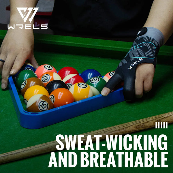 WRELS 1PC Professional Billiard Left Hand Glove Silicone Anti-Slip Elasticity Breathable Billiard Glove 3 Finger Snooker Glove