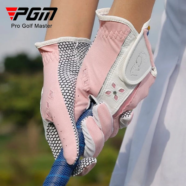 1 Pair Women's Golf Gloves PU Belt Non slip Particle Outdoor Sports Glove ST020