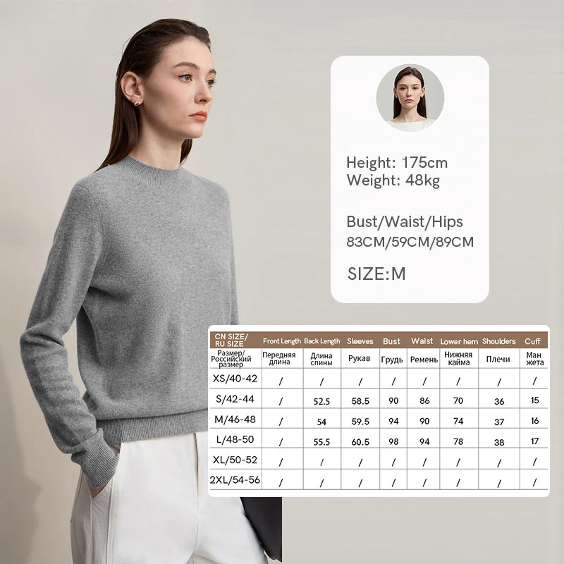 AMII Women's Sweater Semi-turtleneck Knitted Wool Pullover for Woman 2026 Winter New Versatile Long Sleeves Top Female 12543194