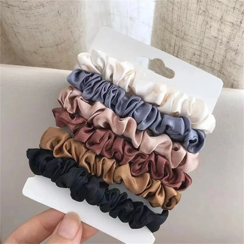 6 Ins Elegant French Satin Large Intestine Hairbands Versatile Basic Hair Rope Headbands Korean Hair Accessories Headbands