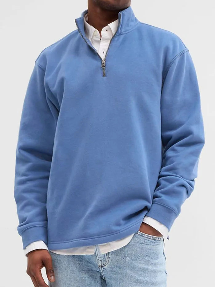 Men's Half-Zip Knit Hoodie – Soft Gray Pullover with Relaxed Fit, Modern Drop Shoulder Design 13 Colors Available