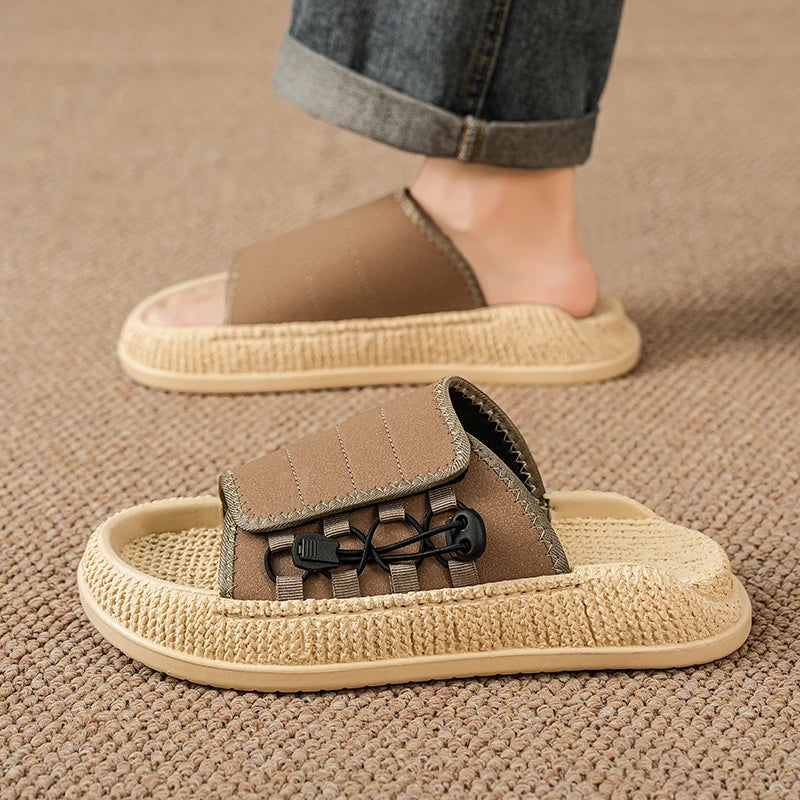Men's slip on casual slippers summer breathable lightweight outdoor beach shoe soft sole non slip comfort youth fashion slippers