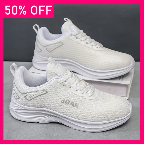 Men Sports Shoes Fashionable Lace Up Mesh Light Breathable Daily Commuting Casual Shoes Soft Sole Rebound Running Tennis Shoes
