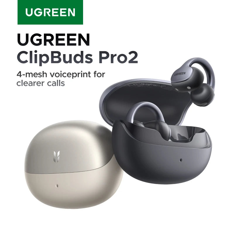 UGREEN Clip‑On Open‑Ear Bluetooth Earbuds, Bone Conduction, AI Real‑Time Translation, Wireless Non‑in‑Ear Headphones